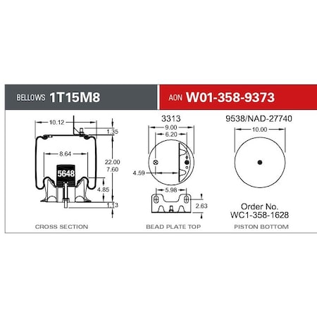 Firestone Air Spring, Suspension, 1T-Reversible Sleeve W013589373